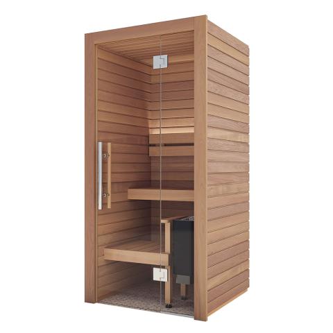 Auroom Cala Glass Mini Sauna Kit 1-person, Thermo-aspen, DIY, Modular Cabin, Sauna Kit