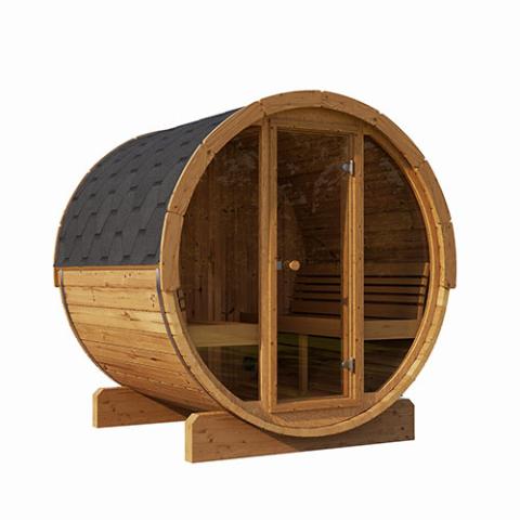 SaunaLife Model E8G Sauna Barrel Glass Front ERGO Series Sauna Barrel 87"D x 81"H (Diameter) Glass Front