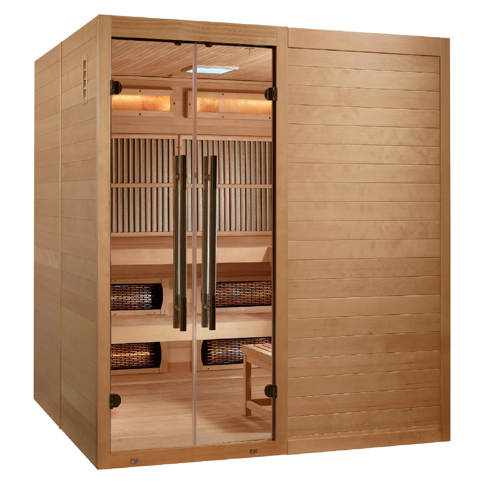 Golden Designs 2025 Toledo GDI-8360-01 6 Per Hybrid Sauna (Indoor). Full Spectrum and Harvia Traditional Stove