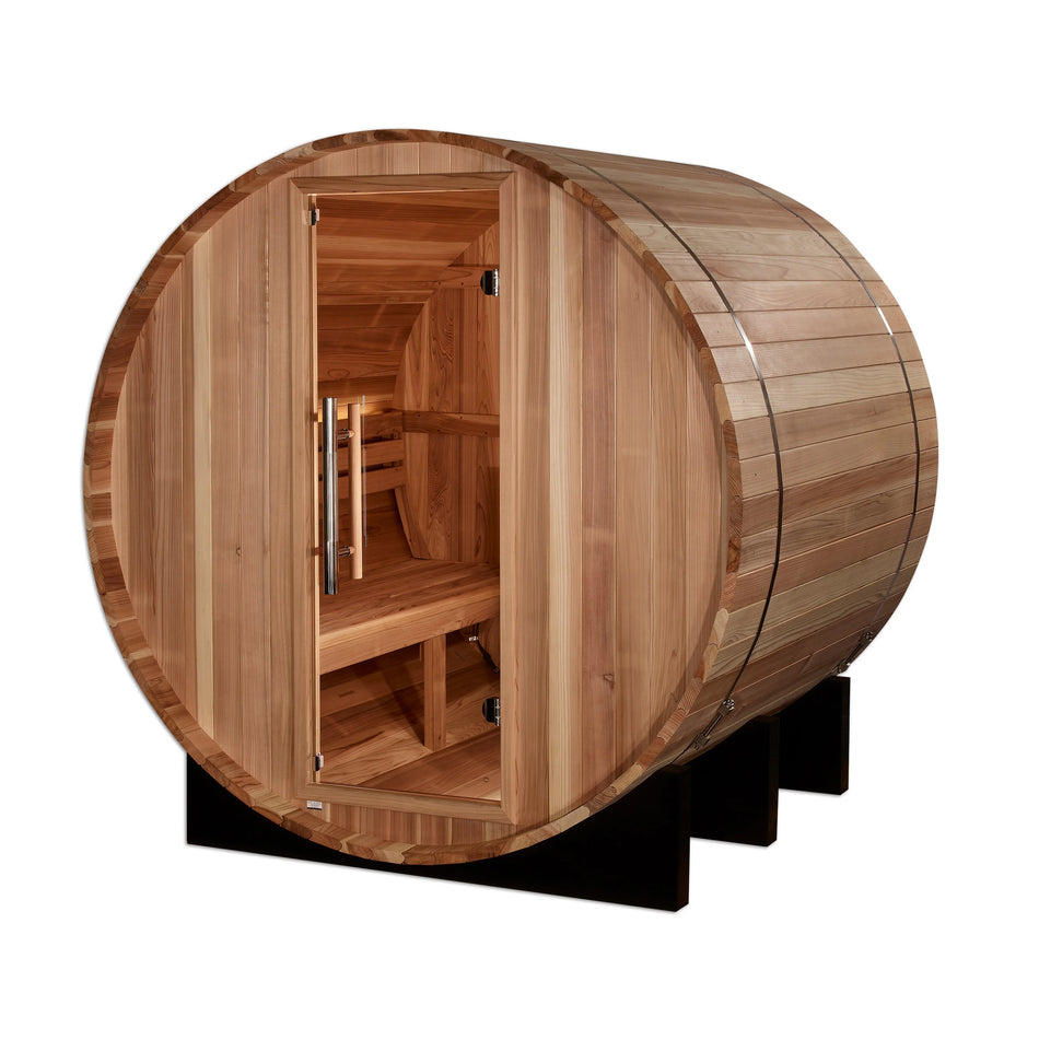 "St. Moritz" 2 Person Barrel Traditional Sauna - Pacific Cedar - IN STOCK - "75off" for $75 Discount