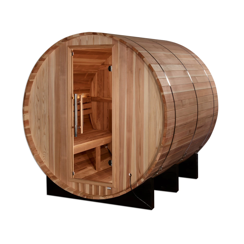 "Arosa" 4 Person Barrel Traditional Sauna - Pacific Cedar - IN STOCK - "150off" for $150 Discount