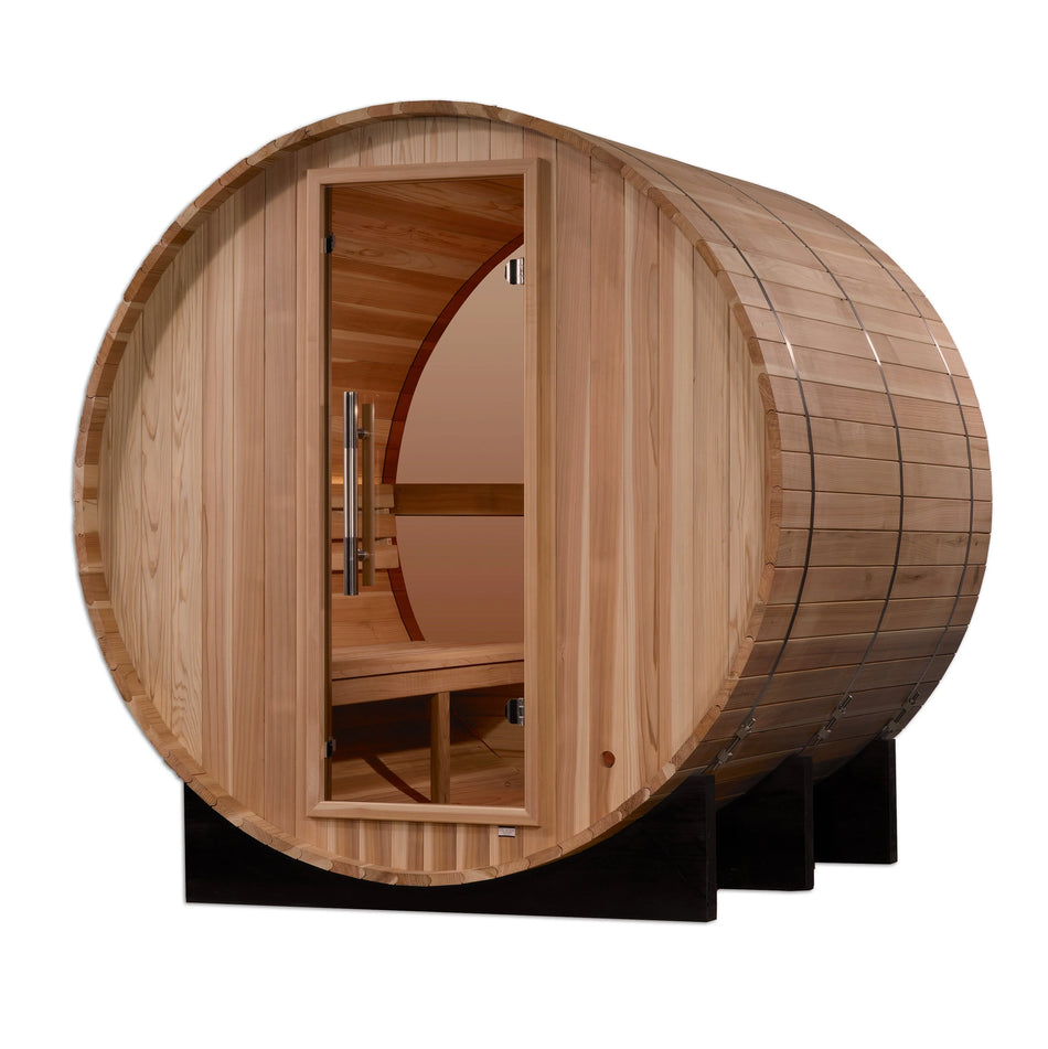 Zurich 4 Person Barrel with Bronze Privacy View Traditional Sauna / Promo code "cs202" for $202 Discount