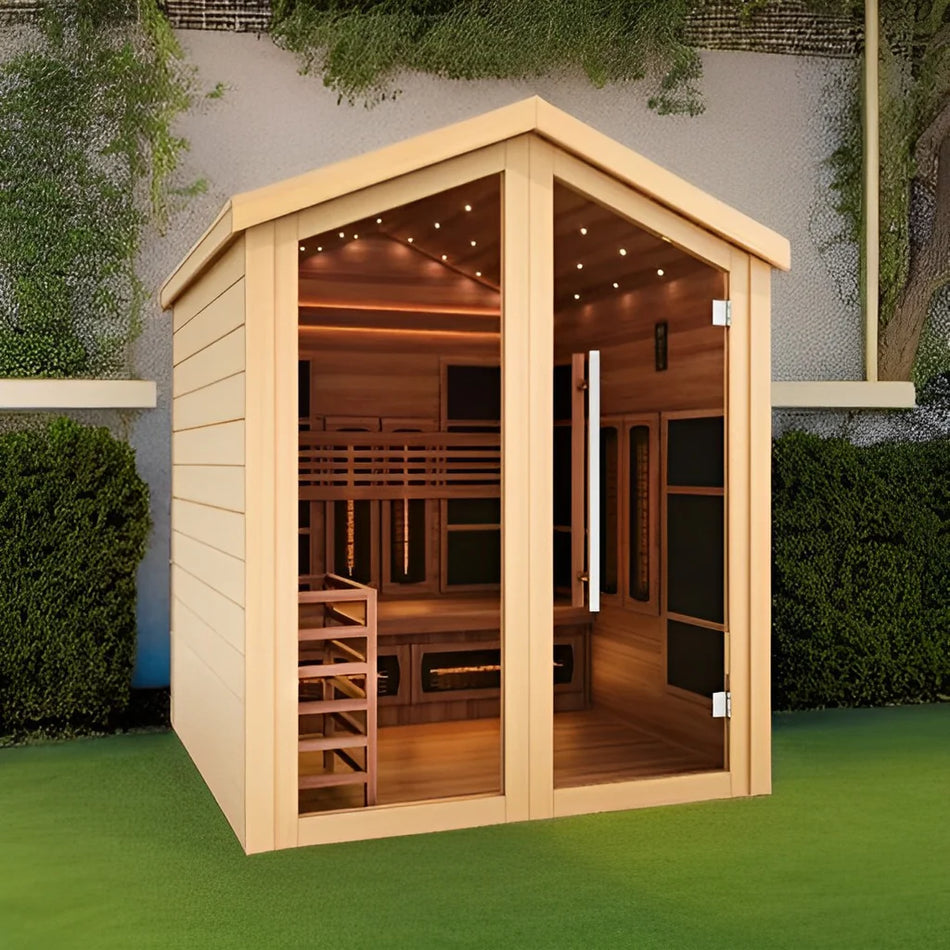Kaskinen 6 Person Outdoor-Indoor PureTech Hybrid Full Spectrum Sauna / Promo code "GD1500" for $1500 Discount