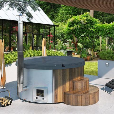 Soak-Series Home Wood-Burning Hot Tub, Natural, Up to 6 Persons