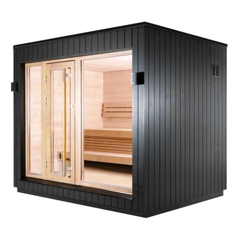 SaunaLife Model G7S Pre-Assembled Outdoor Home Sauna Garden-Series Fully Assembled Backyard Home Sauna with Bluetooth Audio, Up to 6 Persons
