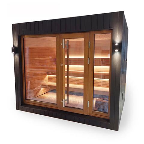 SaunaLife Model G7S Pre-Assembled Outdoor Home Sauna Garden-Series Fully Assembled Backyard Home Sauna with Bluetooth Audio, Up to 6 Persons