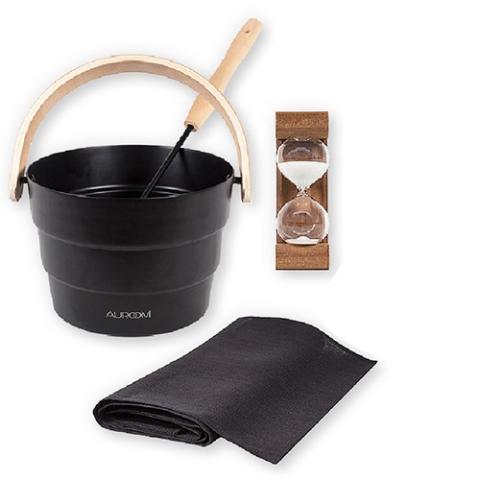 Auroom Sauna Accessory Package Sauna Pail, Ladle, Timer, and Seat Covers Accessory Package