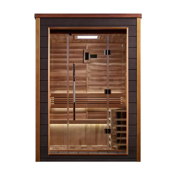 Varkaus 2-Person Outdoor-Indoor Traditional Sauna w/ Red Cedar Wood Interior