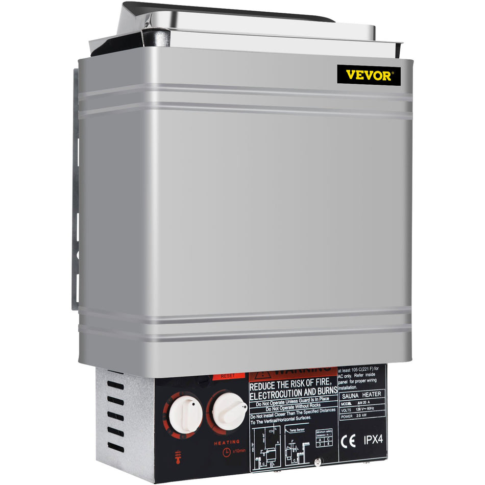 VEVOR Sauna Heater 2KW Dry Steam Bath Stove 110V-120V with Internal Controller