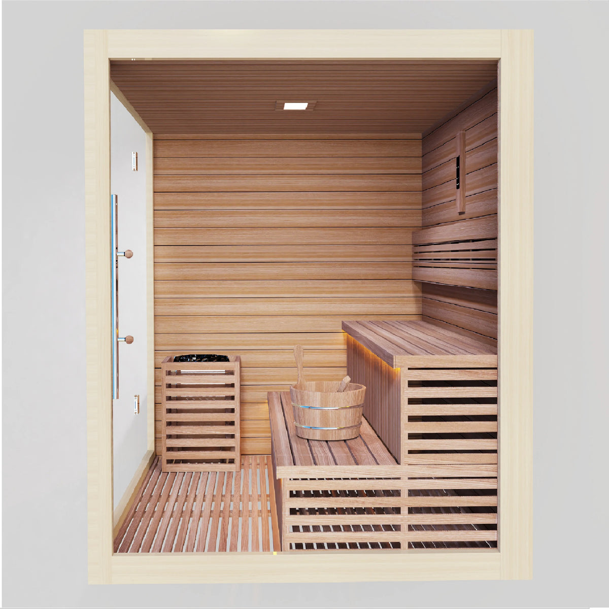 2023 "Kuusamo Edition" 6 Person Indoor Traditional Steam Sauna / Canadian Red Cedar Interior