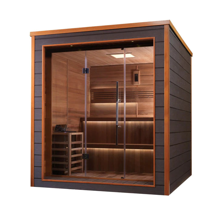 Bergen 6-Person Outdoor-Indoor Traditional Steam Sauna in Canadian Red Cedar Interior / "cs202" for $202 Discount / IN STOCK