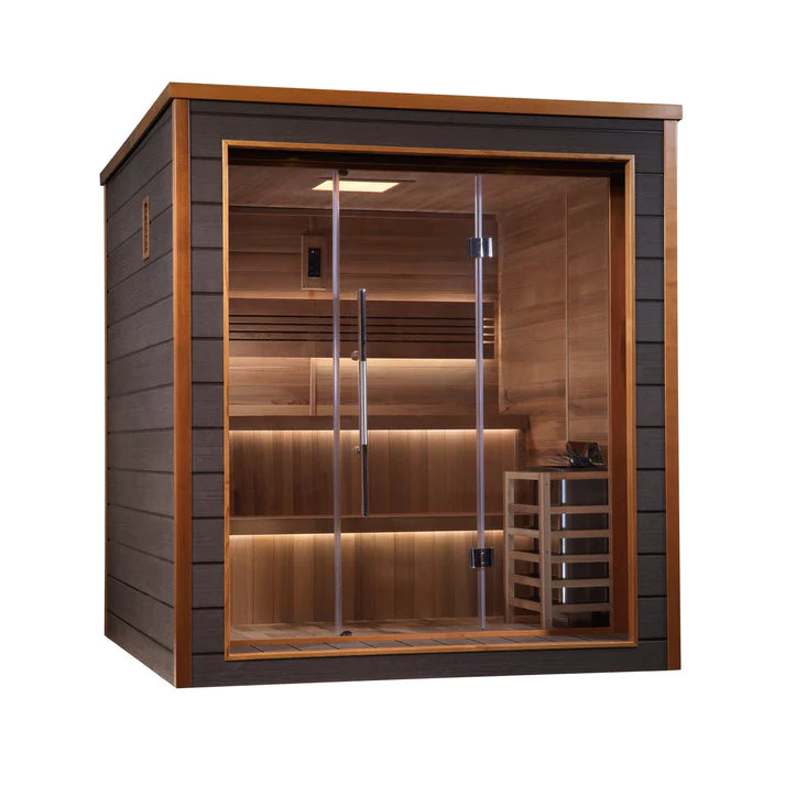 Bergen 6-Person Outdoor-Indoor Traditional Steam Sauna in Canadian Red Cedar Interior / "cs202" for $202 Discount / IN STOCK