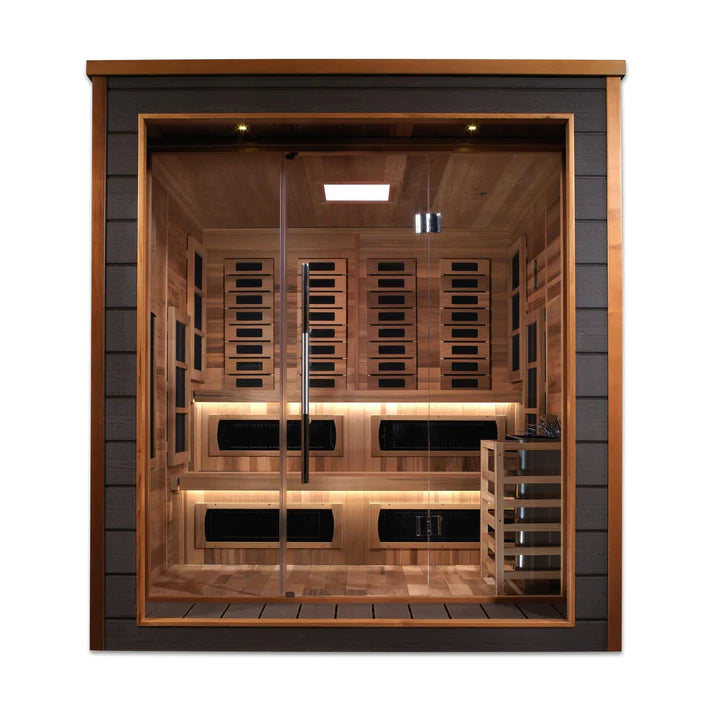 Karlstad 6-Person Outdoor-Indoor PureTech Hybrid Traditional Full Spectrum Infrared Sauna with Superior Canadian Red Cedar / "mothersday1500" for $1500 OFF /  We ONLY have ONE left