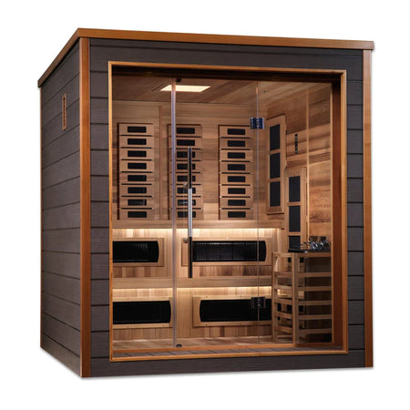 Karlstad 6-Person Outdoor-Indoor PureTech Hybrid Traditional Full Spectrum Infrared Sauna with Superior Canadian Red Cedar / "mothersday1500" for $1500 OFF /  We ONLY have ONE left