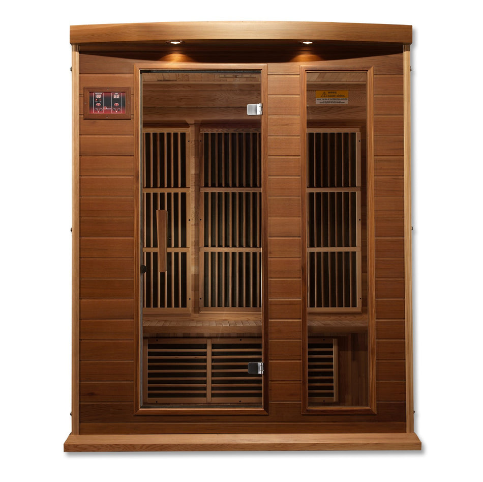Maxxus 3 Person Low EMF Infrared Sauna - Canadian Red Cedar / FREE Pair of Backrests