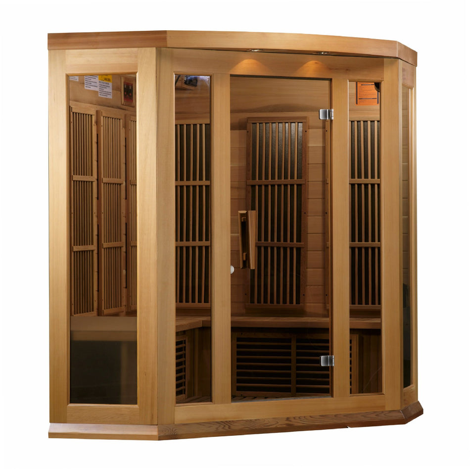 Maxxus Chaumont 3 Person Corner Near Zero EMF Infrared Sauna /Promo Code "CALMSPAS50" for $50 Off / Canadian Red Cedar / Ships in 2 Business Days