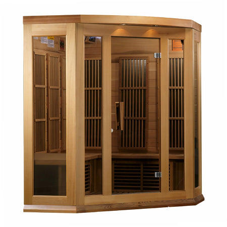 Maxxus Chaumont 3 Person Corner Near Zero EMF Infrared Sauna- Promo Code "CALMSPAS50" for $50 Off / IN STOCK