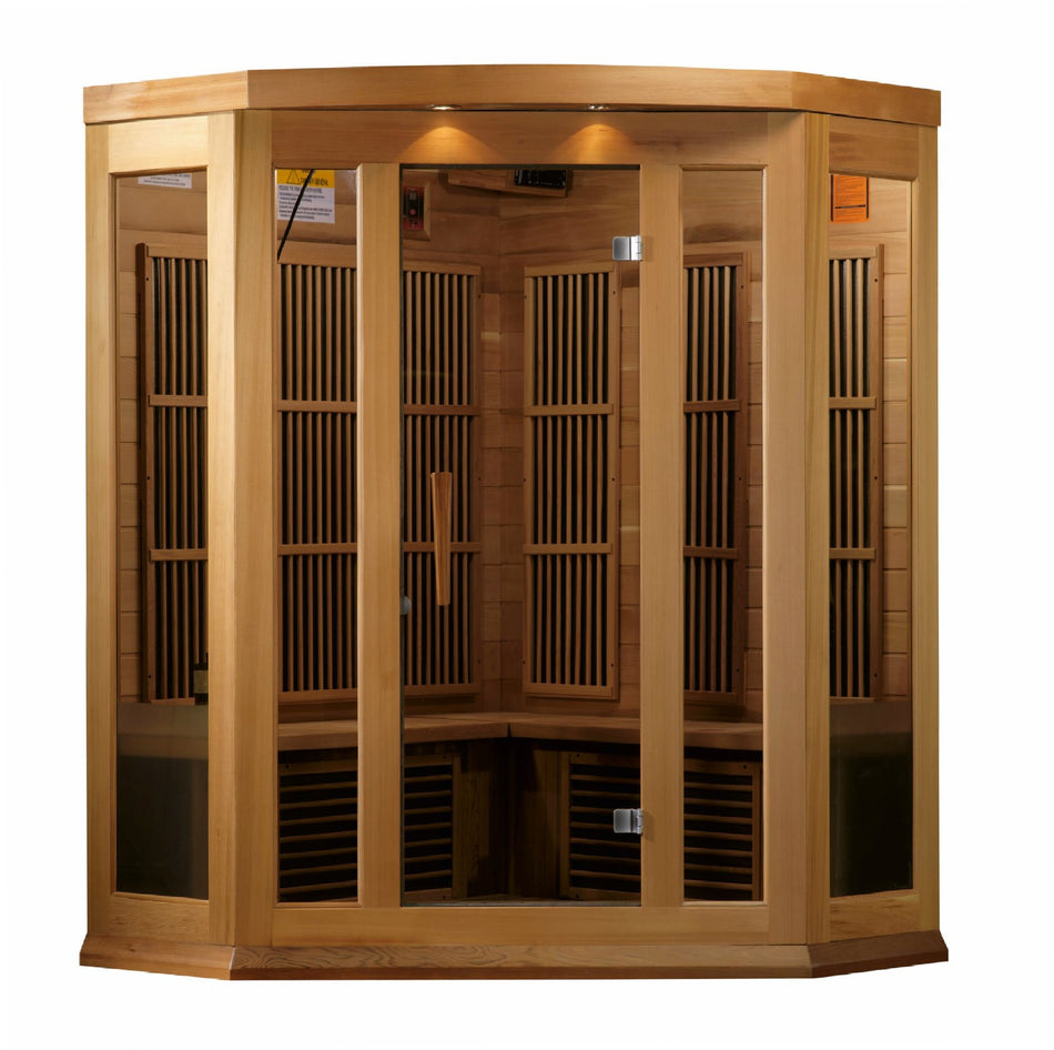 Maxxus 3 Person Corner Indoor Indoor Low EMF FAR Infrared Sauna with Canadian Red Cedar / "Free Backrests" / Ships in 2 Business Days