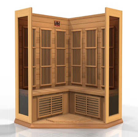 Maxxus Chaumont 3 Person Corner Near Zero EMF Infrared Sauna- Promo Code "CALMSPAS50" for $50 Off / IN STOCK