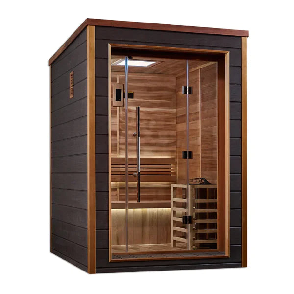 Varkaus 2-Person Outdoor-Indoor Traditional Sauna w/ Red Cedar Wood Interior